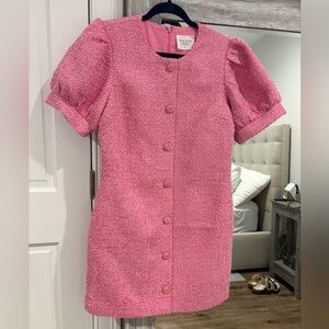 Hyacinth House Pink Tweed Puff Sleeve Dress - Medium - Smoke Free/Pet Free Home